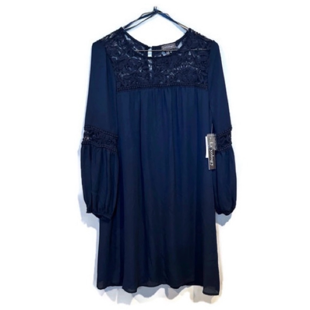 Luxology Navy Lace Detail Dress